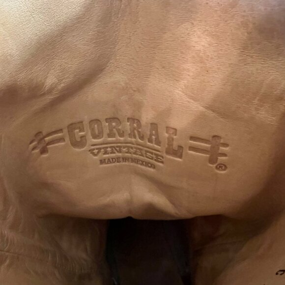 Corral Cowboy Boots Brown Exotic Goat Lizard Inlay Leather Pointed Snip Toe 8.5M - Picture 9 of 15